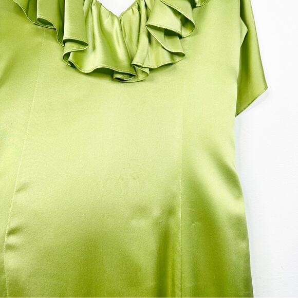 NEW Cinq à Sept Petunya Silk Ruffle Dress in Prickly Pear Lime Green Size 6 - Picture 8 of 14